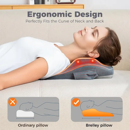 Miniatura 3 de Brelley Almohada Masajeadora Shiatsu para Cuello y Espalda con Calor, Masaje de Amasamiento de Tejido Profundo, Masajeadores Eléctricos con Cabeza