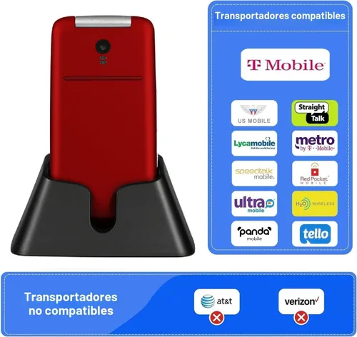 Miniatura 2 de artfone G3 Pro Rojo - Teléfono Flip 4G LTE para Personas Mayores Teléfono Flip Desbloqueado con Botón SOS Altavoz Fuerte Cámara Reloj