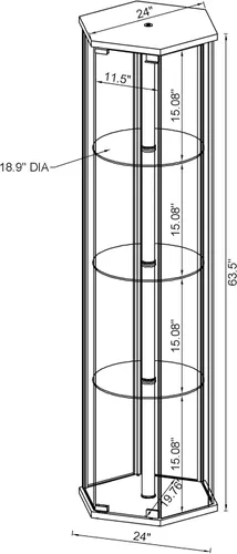 Miniatura 3 de Coaster Home Furnishings - Zahavah - Armario hexagonal de 4 estantes con puerta magnética a presión para abrir y vidrio templado transparente