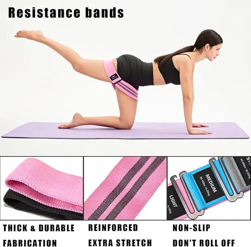 Miniatura 5 de Adjustable Fabric Resistance Bands for Squats, Glutes & Legs – 5 Levels of Customizable Size, Width & Tension, Non-Slip Booty Bands for Men and