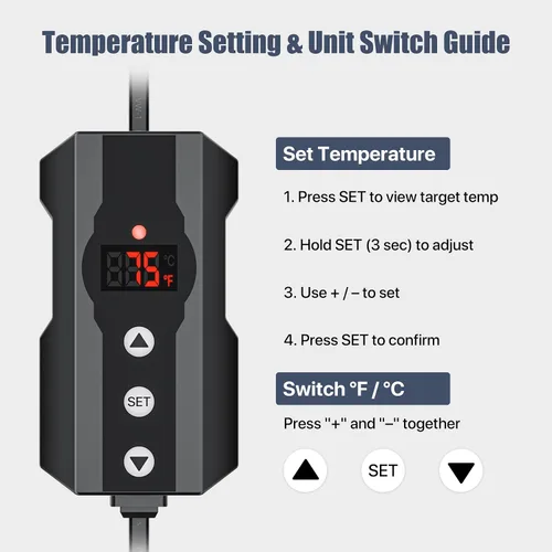 Miniatura 8 de Lámpara de calor para reptiles de 5.5 pulgadas de profundidad con abrazadera y controlador digital de termostato de reptiles, soporte de bombilla