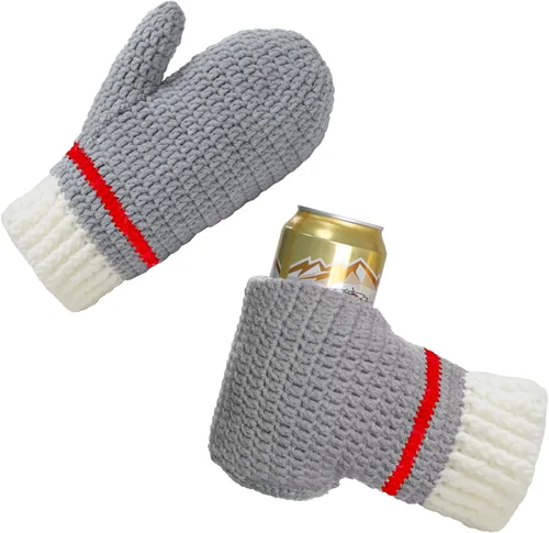 Miniatura 16 de Guantes de lana FunisFun para cerveza, guante tejido para beber con costuras para regalo de broma de elefante blanco, idea para fiestas previas al