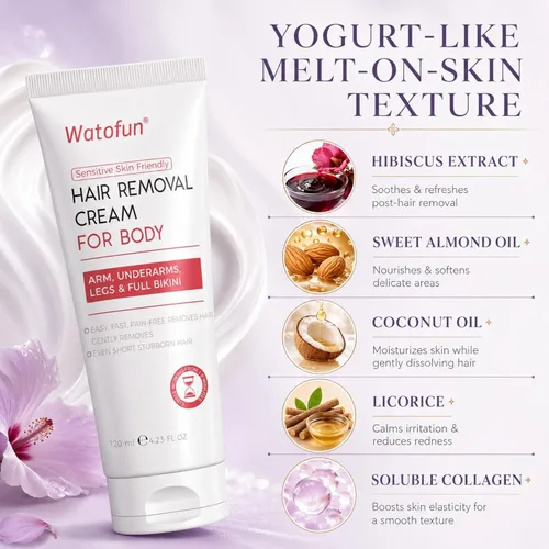 Miniatura 5 de Crema depilatoria corporal para mujeres con gel de aloe para piel sensible, crema depilatoria sin dolor de 5 minutos para brazos, axilas, piernas