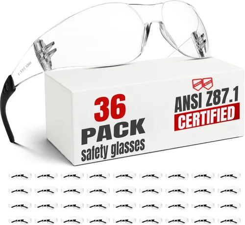 Miniatura 14 de Gafas de seguridad transparentes, paquete de 12, gafas de seguridad para hombres y mujeres (certificado ANSI Z87.1), gafas de seguridad Z87 a prueba
