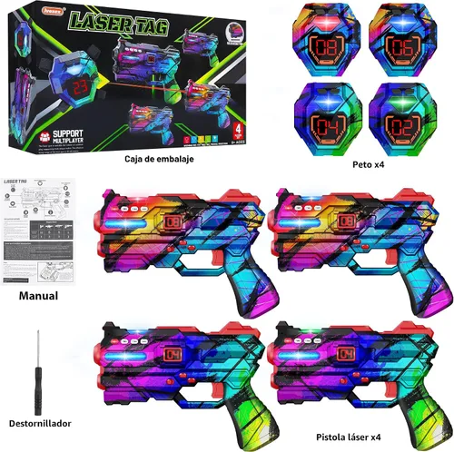 Miniatura 2 de Juego de 4 Pistolas de Laser Tag con Chalecos de Pantalla de Puntuación LED Digital, Regalos para Adolescentes y Adultos Niños y Niñas, Adultos
