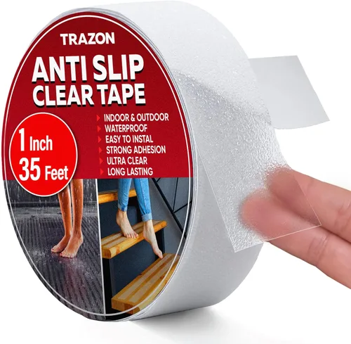 Cinta de agarre - Cinta antideslizante resistente transparente para interiores y exteriores, 1 pulgada * 35 pies, rollo/adhesivos antideslizantes