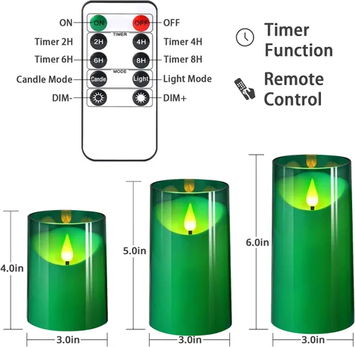 Miniatura 3 de NURADA - Velas sin llama: Velas LED de mecha 3D a pilas, falsas de acrílico con control remoto y temporizador para decoración de mesa de fiesta