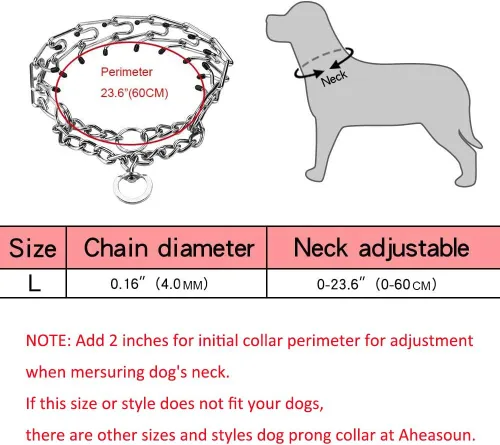 Miniatura 4 de Collares de púas para perros, collar de perro sin tirones, collar de entrenamiento para perros grandes, medianos y pequeños, de acero inoxidable