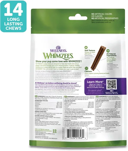 Miniatura 8 de WHIMZEES Wellness Golosinas Dentales para Cachorros, Tamaño Mediano y Grande Stick, (14 Unidades)
