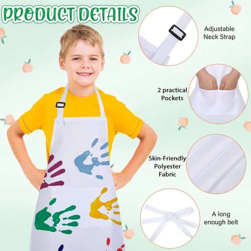 Miniatura 3 de Handepo 35 Pcs Kids Apron Artists Adjustable Chef Painting Aprons for Cooking Kitchen Grilling Painting Child Party Favors