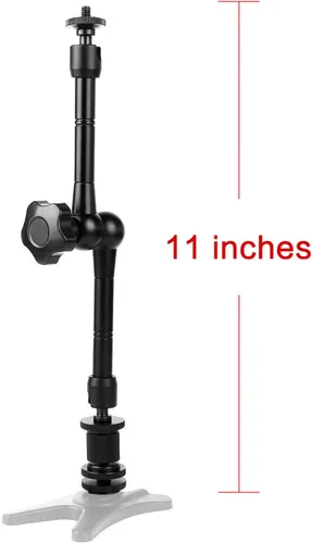 Miniatura 7 de Brazo mágico de fricción articulado de 11 pulgadas ajustable con soporte de zapata caliente Tornillo trípode de 1/4 pulgadas para plataforma