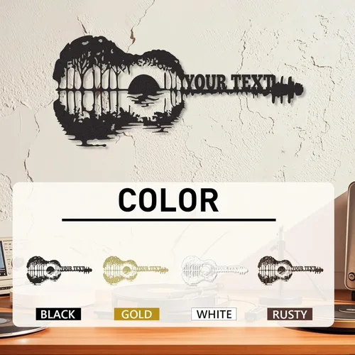 Miniatura 6 de Letrero de guitarra personalizado de metal, letrero de apellido con tema musical personalizado, decoración moderna para sala de música, letreros