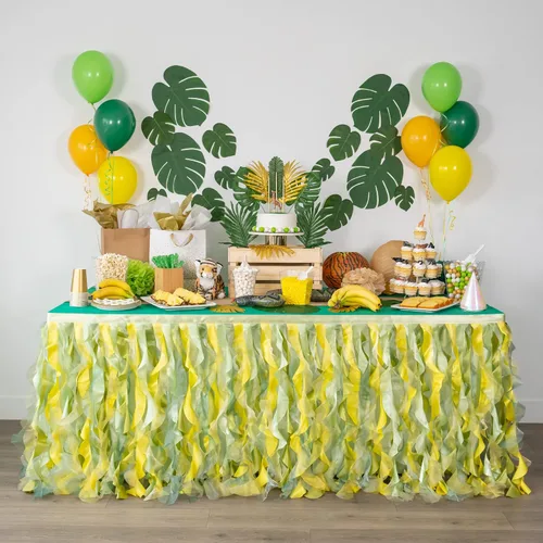 Miniatura 13 de Falda de mesa tutú azul. Falda de mesa de 6 pies con sauces de organza de doble capa para decoraciones bajo el mar, decoración de primer cumpleaños