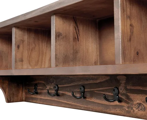 Miniatura 10 de Alaterre Furniture Perchero Industrial Pomona de 48 Pulgadas Montado en Pared con 6 Ganchos Resistentes y 4 Compartimentos Abiertos, Organizador