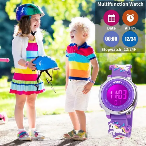 Miniatura 6 de USWAT Kids Watch 3D Cartoon Toddler Wrist Digital Watch Waterproof 7 Color Lights with Alarm Stopwatch for 3-10 Year Boys Girls Little Child