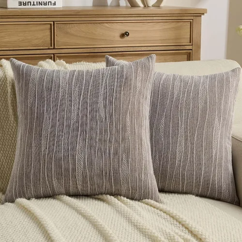 Miniatura 14 de FUTEI Paquete de 2 fundas de cojín de felpilla de 16 x 16 pulgadas, fundas de cojín decorativas con textura de línea suave, decoración moderna