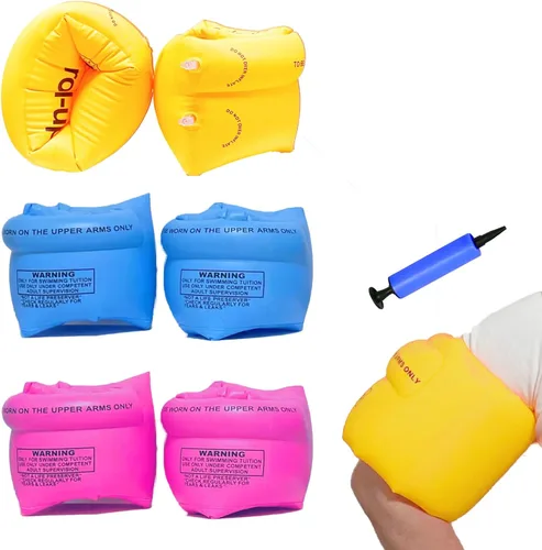 Miniatura 9 de Flotadores inflables para brazos, bandas para el brazo, flotador de tubo de natación para adultos, playa, flotador, fiesta, piscina Rosa