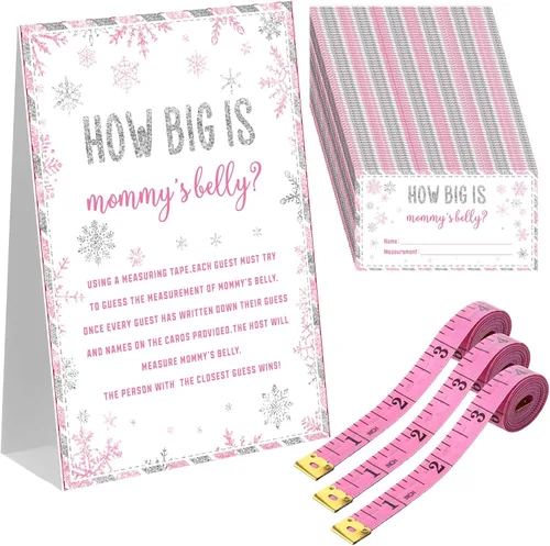 Miniatura 12 de Sinload Juego de 54 piezas de arco rosa para baby shower, coqueta rosa con lazo para medir el vientre, incluye el signo de vientre de mamá 50