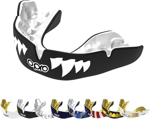 OPRO Protector bucal instantáneo de ajuste personalizado, comodidad, protección y ajuste a nivel de dentista - Protector bucal moldeable para fútbol
