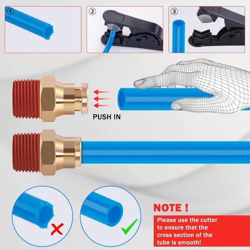 Miniatura 7 de CheeMuii 100 pies 3/8" línea de aire azul DOT 3/8 PA12 nylon neumático Tubo 30.5 metros 3/8 pulgadas OD tubo de aire neumático tubo manguera