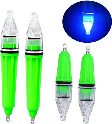 Miniatura 10 de Luz de pesca subacuática, 4 piezas de luz LED de pesca de caída profunda, luz de pesca LED impermeable, luz intermitente de noche, señuelo de pesca
