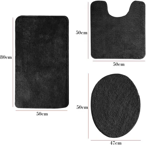 Miniatura 3 de MIFXIN Juego de 3 tapetes de baño antideslizantes suaves, tapetes rectangulares para el suelo + tapete de inodoro en forma de U + cubierta para tapa