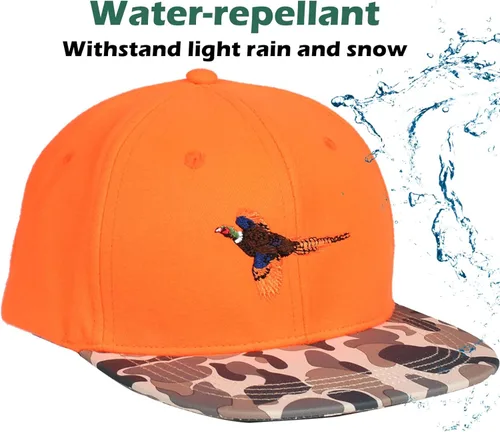 Miniatura 3 de EDTREK Gorra Snapback de rendimiento para exteriores con ala plana - Bordado único de animales Naranja - Faisán