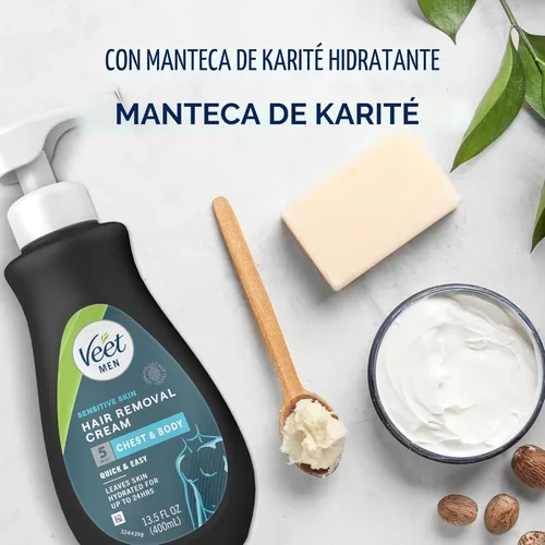 Miniatura 7 de Crema de depilación Veet para hombres, 5 minutos para piel sensible, gel de depilación para el cuerpo, pecho y espalda, dermatológicamente testado