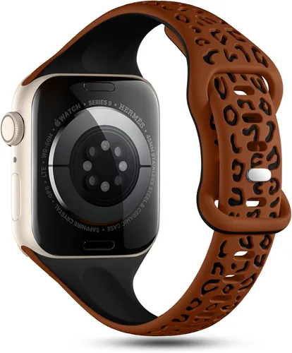 Miniatura 3 de CreateGreat Correas Delgadas con Grabado de Leopardo Compatibles con Apple Watch de 41mm 40mm 38mm 49mm 46mm 45mm 44mm 42mm para Mujeres, Correa