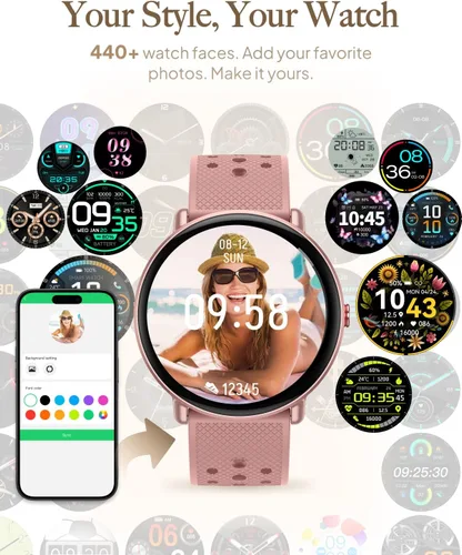 Miniatura 5 de Reloj inteligente para mujeres y hombres, para Android iOS con monitor de sueño y calorías, podómetro, rastreador de fitness, llamada Bluetooth