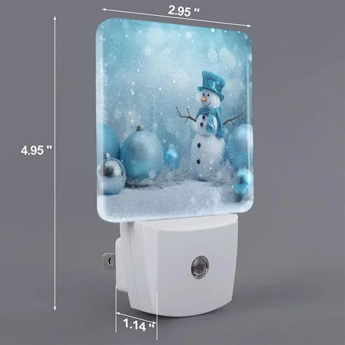 Miniatura 2 de Juego de 2 lámparas LED de noche enchufables de muñeco de nieve, con sensor automático, copos de nieve de Navidad, juego de 2 luces nocturnas