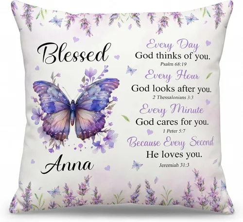 Miniatura 14 de Hyturtle Almohada cristiana personalizada con relleno, regalos religiosos de la Biblia para mujeres, almohada de versículo de la Biblia, regalos