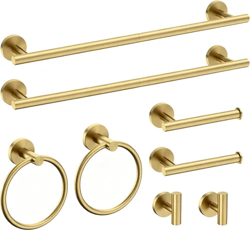Miniatura 13 de USHOWER Juego de accesorios de baño de níquel cepillado, juego moderno de barra de toalla de 24 pulgadas montado en la pared, juego de accesorios