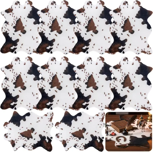 Miniatura 11 de 2 Pack Faux Soft Plush Mini Black and White Cow Print Rug, 20x16'' Cowhide Print Mat for Table Centerpiece,Cowboy Baby Shower Birthday Theme Party