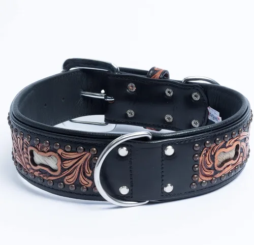 Miniatura 9 de Angel Pet Supplies - Collar de cuero genuino para perro San Antonio, perfecto para perros medianos, grandes y XL, hebilla de acero inoxidable, cuero