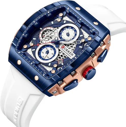Miniatura 2 de Relojes cronógrafo de lujo para hombre correa de goma clásico impermeable fecha analógico reloj de cuarzo