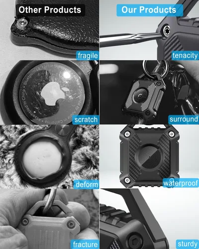 Miniatura 3 de Paquete de 4 soportes para Airtag (1ª y 2ª generación), IP68 resistente al agua, protección completa de 360°, fundas protectoras para sistema