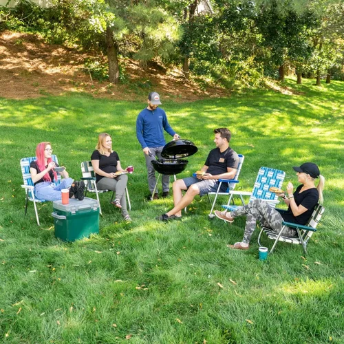 Miniatura 2 de Silla de césped USA plegable de aluminio para patio al aire libre Sillas con correas resistentes para camping, deportes, playa, jardín
