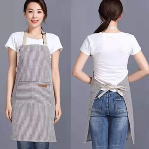 Miniatura 6 de RUIBOLU Delantal ajustable con 2 bolsillos, delantales de algodón para cocinar, para mujeres, hombres, chef restaurante, barbacoa, pintura Caqui