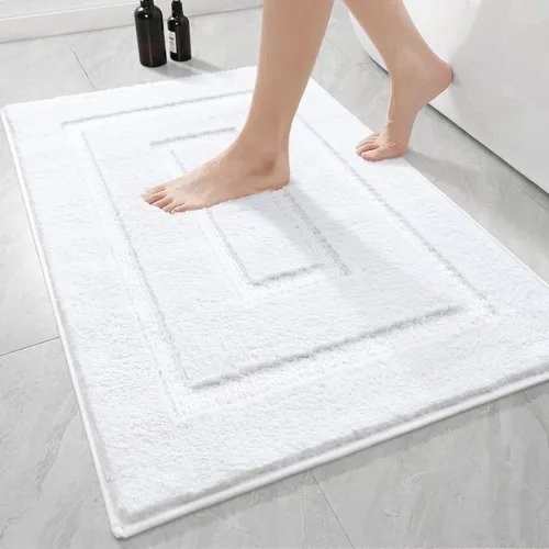 Miniatura 25 de HOMORE Alfombra de baño gris de 24 x 60 pulgadas, suave, absorbente, alfombra de pasillo de baño lavable, alfombras largas antideslizantes
