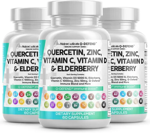 Miniatura 9 de Clean Nutraceuticals Quercetina, Zinc, Vitamina C, Vitamina D, Bromelina, Saúco - Suplemento de Apoyo Inmunológico Pulmonar para Adultos