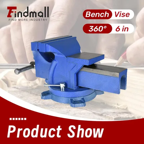 Miniatura 2 de findmall Tornillo de banco de alta resistencia con base giratoria 360, abrazadera de mesa con cerradura, parte superior de yunque de tamaño grande