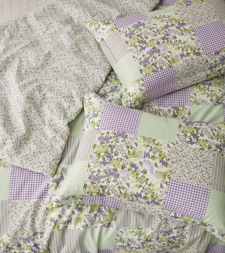 Miniatura 4 de Chezmoi Collection Daisy - Juego de edredón de retazos estampados de 3 piezas, diseño de mariposas moradas, caramelo botánico a cuadros, ropa