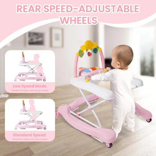 Miniatura 4 de Boyro Baby Andador de bebé 5-en-1, andadores de bebé para niños y niñas de 6 a 12 meses, andador de actividad plegable, andador para bebés y niños