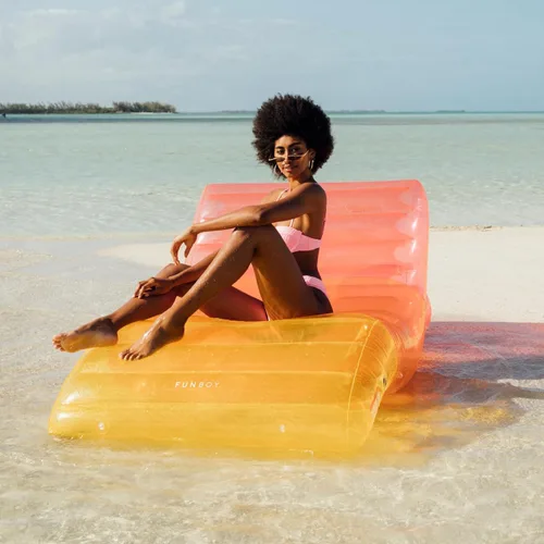 Miniatura 2 de FUNBOY Tumbona Chaise Inflable Gigante de Lujo Transparente Arcoíris, Silla Flotador de Piscina para Adultos, Perfecto para una Fiesta de Verano