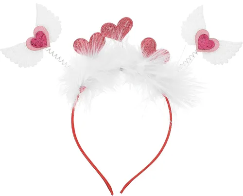 LUOZZY Valentine Headband Pink Heart Headband Valentine Angel Wing Heart-Shaped Headpieces Valentines Day Hair Accessories