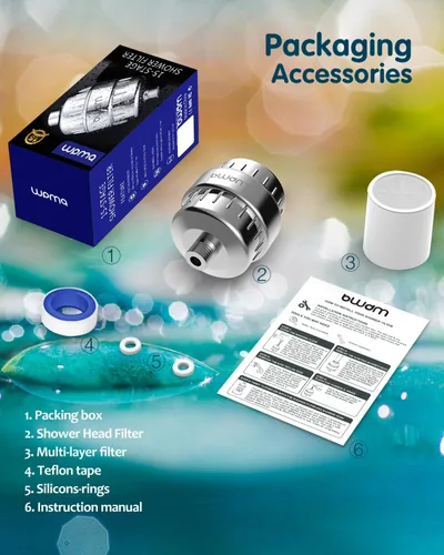 Miniatura 7 de Filtro de ducha de 15 etapas - Filtro para cabezal de ducha - Filtro de agua dura bwdm, elimina el cloro, metales pesados y otras impurezas, Cromo