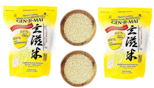 Gen-Ji-Mai Arroz integral de cocción rápida para preparación de comidas y cocción a granel, sin gluten, vegano, paleo, hipoalergénico con un 64% más