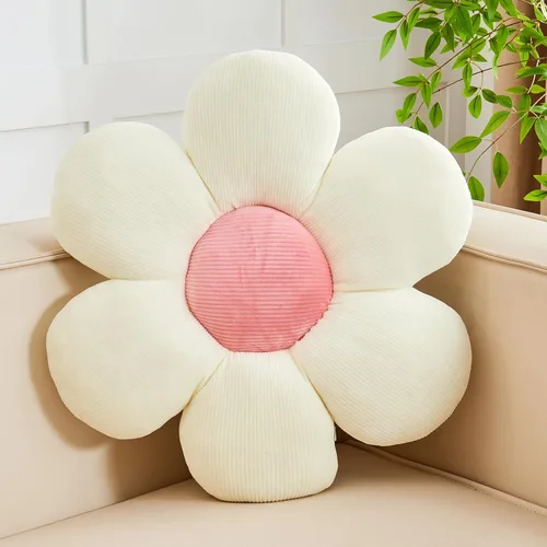 Miniatura 25 de Kcvvcr Almohada Decorativa de Flores, Almohada de Suelo Suave Blanca con Forma de 14.9" para Decoración del Hogar, Lindas Almohadas Decorativas