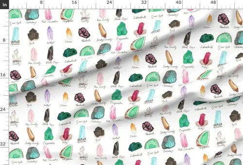 Miniatura 2 de Spoonflower Tela: cristales de piedra mineral de acuarela, piedras preciosas de la edad impresas en tela de gasa, cuarto de gordo, costura de moda